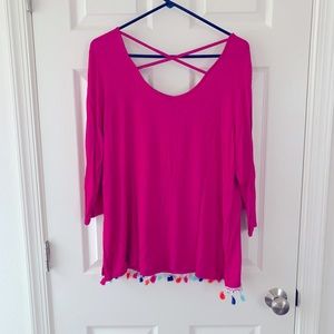 Pink top with tassel trim